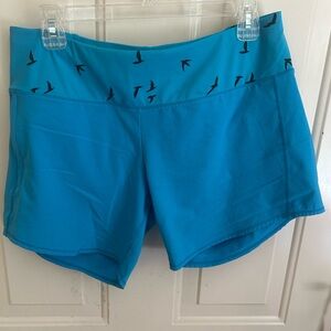 Oiselle Blue Athletic Shorts with Black Accents
